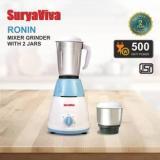 Suryaviva Mixer Grinder Ronin 2 Jar 500 Watt 500 Mixer Grinder 2 Jars, Blue & White