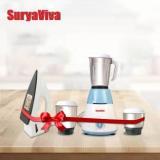 Suryaviva Mixer Grinder Ronin 500 Watt Combo Megha Iron 1000 Dry Iron Ronin Combo With Megna Iron 500 Mixer Grinder 3 Jars, Blue And White