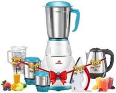 Alibaba Starlet Super Combo 750 W Magic Dry Iron White, Red, Pearl Electric Kettle 2L, Silver & 550 Mixer Grinder 4 Jars, White & Sea Green