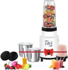 Alibaba Ultra Combo Tornado Fabulous 4 Jar 600 Watt Nutri Blender for Storage, Juicing, Mixing, Grinding with Stainless Steel Blades 600 Juicer Mixer Grinder 2 Jars, White & Blue