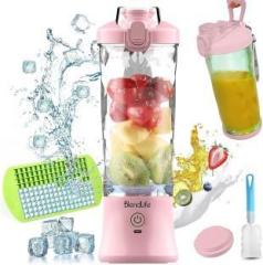 Blendlife 600ml Ultra Waterproof Portable Blender, LED Light Indicators & Pulse Model Feature 230 Juicer Mixer Grinder 1 Jar, Pink