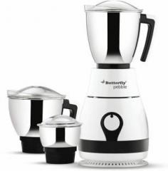 Butterfly Present Pebble plus 750 W with Stylish & Shockproof ABS body, 3 Stainless steel Jars and 3 speed control knob with whip 750 W Juicer Mixer Grinder