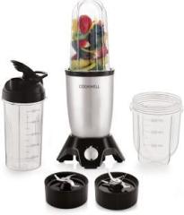 Cookwell Push + Knob Bullet 600 Juicer Mixer Grinder 3 Jars, Silver and Black