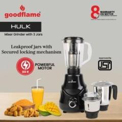 Goodflame Hulk 800 W Juicer Mixer Grinder 3 Jars, Black Hulk Mixer Grinder 800 Juicer Mixer Grinder 3 Jars, Black