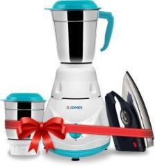 Jones Mist Pro 550 W Mixer Grinder Blue, White, 2 Jars & 1100 W Dry Iron White, Blue