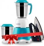 Jones Thunder Pro 650 W Mixer Grinder Blue, White, 2 Jars & 1100 W Dry Iron White, Blue