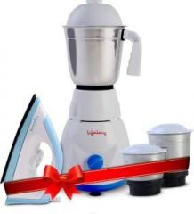 Lifelong LLCMB02 500 W Mixer Grinder White, 3 Jars & 1100 W Dry Iron White, Blue Super Combo