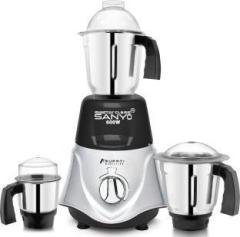 Masterclass Sanyo 600W Rocket Mixer Grinder with 3 Jars Chutney, Liquid and Dry Jar, TR100 ROCKET 3 Steel Jars 600 Mixer Grinder 3 Jars, BLACKSILVER