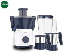 Philips HL7568/00 Juicer Mixer Grinder 500W Black and White 500 Juicer Mixer Grinder 3 Jars, Black and White