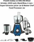 Preethi ZODIAC MG 255 1000 Juicer Mixer Grinder 4 Jars, Blue