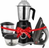 Pringle Crown 500W 2jar Mixer Grinder + 1000Watt DI 1109 Iron Combo 500 Mixer Grinder 2 Jars, Black