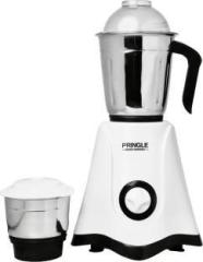 Pringle Crown 500 watt Mixer Grinder With 2 stainless Steel Leaf Proof jar Mixer, Grinder 500 Mixer Grinder 2 Jars, White