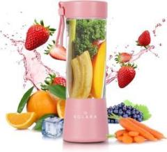 Solara Blendkwik Portable Blender for Smoothies, Milk Shakes, Crushing Ice and Juices 450ml, USB Rechargeable Battery with 4000 mAh, Powerful Motor with Watts 180 Juicer Mixer Grinder 1 Jar, Angel Pink