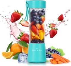 Solara Blendkwik Portable Blender for Smoothies, Milk Shakes, Crushing Ice and Juices 450ml, USB Rechargeable Battery with 4000 mAh, Powerful Motor with Watts 180 Juicer Mixer Grinder 1 Jar, Aqua