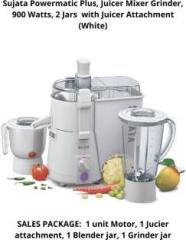 Sujata 'S POWERMATIC PLUS 900 Juicer Mixer Grinder 2 Jars, White