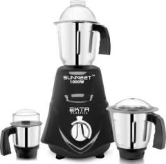 Sunmeet 1000 watts Rocket Mixer Grinder with 3 Stainless Steel Chutney Jar, Liquid Jar and Dry Jar 1000 Mixer Grinder 3 Jars, Black