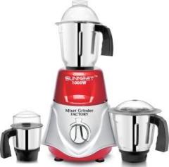 Sunmeet 1000 watts Rocket Mixer Grinder with 3 Stainless Steel Chutney Jar, Liquid Jar and Dry Jar MGFF444 1000 Mixer Grinder 3 Jars, REDSILVER