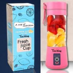 Tenring 6 Blade Smoothie Maker Usb Juicer Bottle Blender | Rechargeable Portable Blender 250 Juicer 1 Jar, Pink