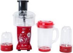 Wonderchef Nutri Blend BOLT 600W Mixer With Compact Food Processor & Atta Kneader, Stronger & Swifter With Sipper Lid, 22000RPM, 4 Unbreakable Jars, Sharper Steel Blades, 2 Yrs Warranty Nutri Blend Bolt 600 Juicer Mixer Grinder 4 Jars, Red