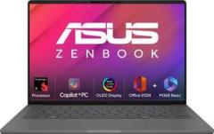Asus Zenbook A14 OLED, MSO 2024 + M365 Basic, Metal Body, Backlit Keyboard, Qualcomm Snapdragon X UX3407QA QD259WS Thin and Light Laptop