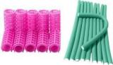 Elecsera Set Of 10 Piece Plastic Roller+ Set Of 10 Piece Rubbe Hair Curler