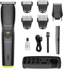 One Plus OP 501 Cordless Professional 7 in 1 Grooming Kit With Hook Hanger Washable Trimmer 120 min Runtime 12 Length Settings