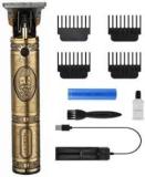 Raccoon Golden Metal Body Professional Rechargeable Men Cordless Hair Clipper Fully Waterproof Trimmer 90 Min Runtime 4 Length Settings