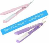 Vg Set Of 2 Mini Hair Crimper & Mini Hair Straightener For Women Electric Hair Styler