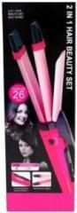 Wonder World 2 In 1 Mini Travel Hair Straightener And Curler Ceramic Tourmaline Coated Barrel Flat Iron Electric Hair Curler