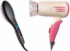 3p Kart Ceramic Brush Hair Straightener and Professional Hair Dryer SIm+1400w Hair Straightener