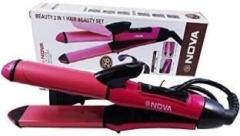 Al Atash Nova NHC 2009 2 in 1 Hair Beauty Set l Straightener and Curler Handy Hair Styler l 2 in 1 Styling Iron PTC Heater l Ceramic Heating Plates Hair Straightener