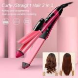 Hinovo WOMEN'S HAIR STRAIGHTENER NHC 2009 PRESSING MACHINE PINK STRAIGHTENER NHC 2009 TEMPERATURE CONTROLLED 2 IN 1 HAIR STYLER Hair Straightener