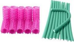 Mataiva Set of 10 Piece Plastic Roller+ Set of 10 Piece Rubber Roller Hair Curler