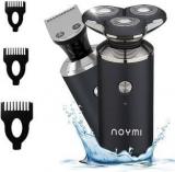 Noymi 3D Rechargeable 100% Waterproof IPX7 Electric Shaver Wet & Dry Rotary Shavers For Men Electric Shaving Razors Trimmer, BLACK Shaver For Men