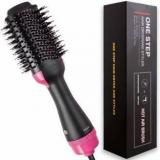 One Step Hot Air Brush, One Step Hair Dryer, And Volumizer Styler, Professional 2 In 1 Salon Negative Ion Ceramic Electric Blow Rotating Straightener And Curly Comb With Anti Scald, Black Hair Styler