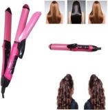 Rajoo 2 In 1 Hair Curler& Straightener PINK 2009 NHC HAIR STRAIGHT & CURLY 2 IN 1 BEAUTY SET FOR WOMEN WITH CERAMIC PLATE Hair Straightener