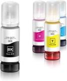 Ang 003 Ink For Epson L3110, L3150, L3250, L3152, L3210 Printer Black + Tri Color Combo Pack Ink Bottle