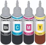 Ang Refill Ink For Canon Pixma E410 All In One Printer Ink Cyan, Magenta, Yellow & Black 100 ML Each Bottle Tri Color Ink Cartridge