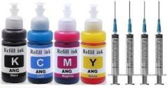 Ang Refill Ink for Use In Canon MG3670, MG2970, iP7270, MG2577, MG3070, MG2570, MG3077, MG2470, MG2577, MG3170, MP2870, iP7270, E510, E600, 3170, E560 PIXMA Black + Tri Color Combo Pack Ink Cartridge