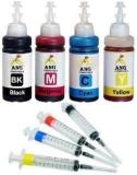 Ang Refill Ink With Syringe For HP DeskJet 1212 Single Function Color Printer 100 ML Each Bottle With Syringe Black + Tri Color Combo Pack Ink Cartridge