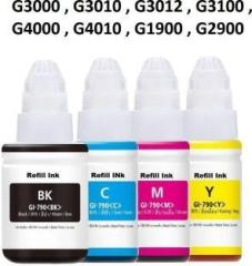 Canoff Ink For Canon G Series GI 790 G3000, G3010, G3012, G3100, G4000, G4010, G1900, G2900 Black + Tri Color Combo Pack Ink Bottle