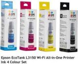 Gps Colour Your Dreams Epson EcoTank L3150 Wi Fi All In One Printer Ink 4 Colour Set Black + Tri Color Combo Pack Ink Bottle