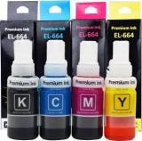 Greenberri Ink For Epson T664 L100, L110, L130, L200, L210, L220, L300, L385, L455, L555 Black + Tri Color Combo Pack Ink Bottle