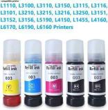 Inkspot 001, 003 Refill Ink For Epson EcoTank Printers Black + Tri Color Combo Pack Ink Bottle