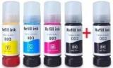 Printify 001/ 003 Ink For Epson L3110, L3150, L3250, , L3116, L3101 Set + Black + Tri Color Combo Pack Ink Bottle