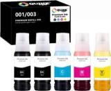 Quink Refill Ink 001 / 003 Compatible For Epson L3110, L3150, L5190, L1110, L4150, L6170 Black + Tri Color Combo Pack Ink Bottle