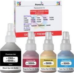 Ravaria Compatible Brother Ink for BT D60BK / BT6000 & BT5000 Color Black + Tri Color Combo Pack Ink Bottle