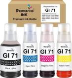 Ravaria GI 71 Ink For Canon G1020 G2020 G2021 G2060 G2730 G3020 G3021 G3730 G3770 G4770 Black + Tri Color Combo Pack Ink Bottle