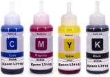 Refill Ink For Epson L3110 Dye Ink Compatible For Epson L3100, L3101, L3110, L3115, L3116, L3150, L3151, L3152 & L3156 Inkjet Printer Black + Tri Color Combo Pack Ink Bottle