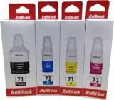 Uv Infotech GI 71 / 71 Refill Ink Replacement For Canon Pixma G1020, G2020, G2021, G2060, G3020, G3021, G3060 Printers. Black + Tri Color Combo Pack Ink Bottle